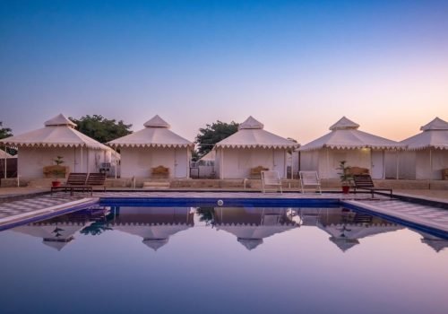 desert camp with swimming pool